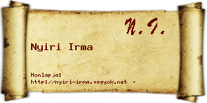 Nyiri Irma névjegykártya